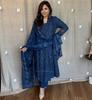 Kvinner Indisk Designer Kurta Bukse Dupatta Sett Bollywood Topp Tunika Salwar Drakt Kurti Kjole