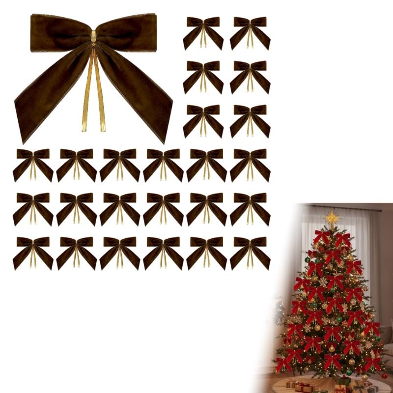 Luxurious Velvety Bowknot Knot Ornament Velvety Holiday Decors For Christmas Tree Holiday Homes Party Decorations