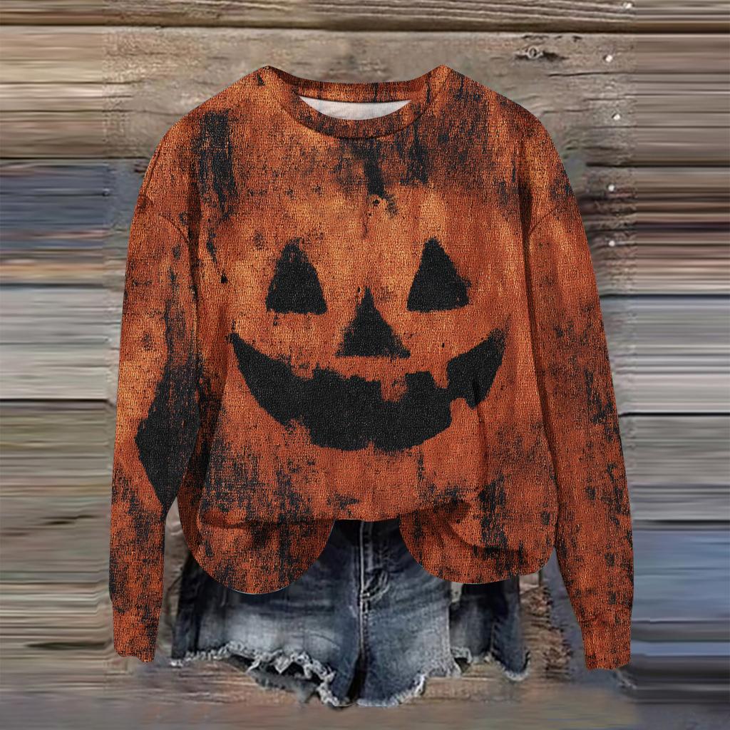 Dámská móda Tištěný top mikina s dlouhým rukávem volného střihu s kulatým výstřihem podzim