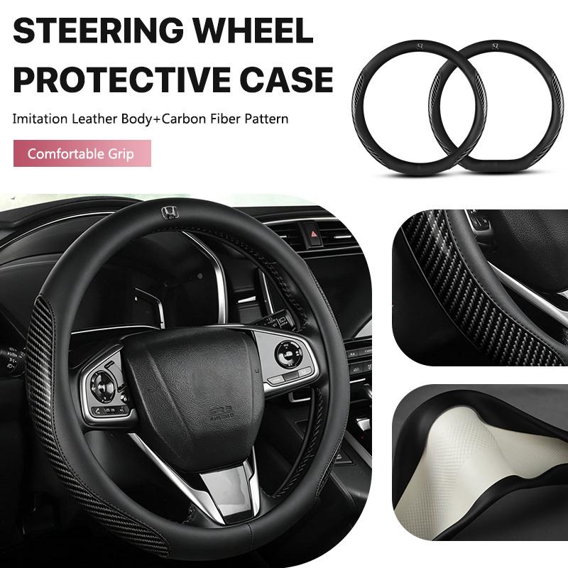 CJPY7 For Honda Civic Fk7 Fit Fk2 Mugen Fk8 Type R Accord Crv Hrv Brv City Jazz Insight Car Carbon Fiber Leather Steering Wheel Cover