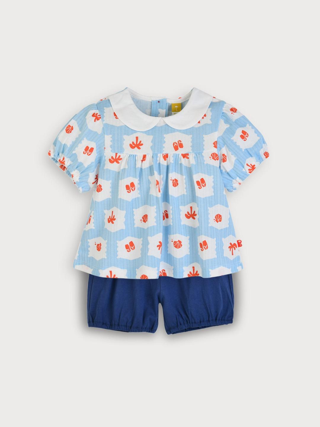 Summer Patch Coolever Collar Short Sleeve Top and Shorts Set Toddler Kids Summer Loungewear 80