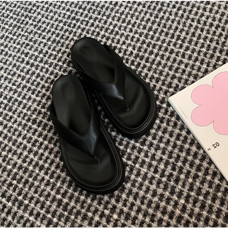 Casual versatile round toe thick bottom simple flip-flops women's summer outer wear cold slippers