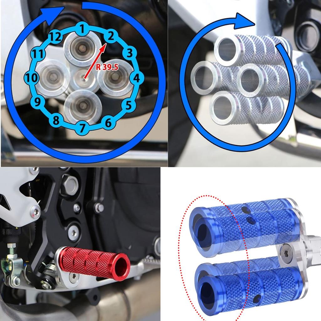 LEDISHUN Motorcycle Aluminum Step for Ninja 400 Ninja 250 Z400 Z250 2018-2023 Adjustable Non-Slip Multi-Step (Red)