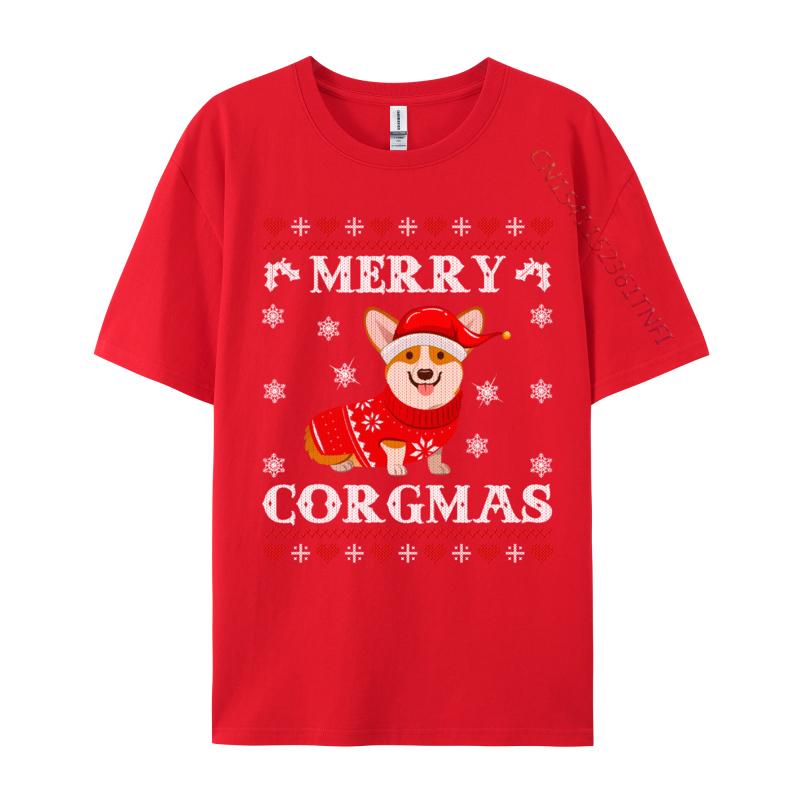 Corgi Dog Merry Corgmas Santa Corgi Ugly Christmas Sweater Cotton T-Shirt Leisure Tees Tops Clothes Camisas