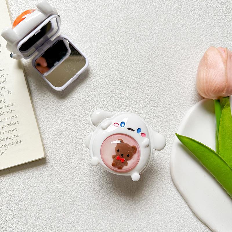 Cartoon Cute Mobile Phone Airbag Holder Puppy Flip Mirror Cat Makeup Mirror Portable Style Niche