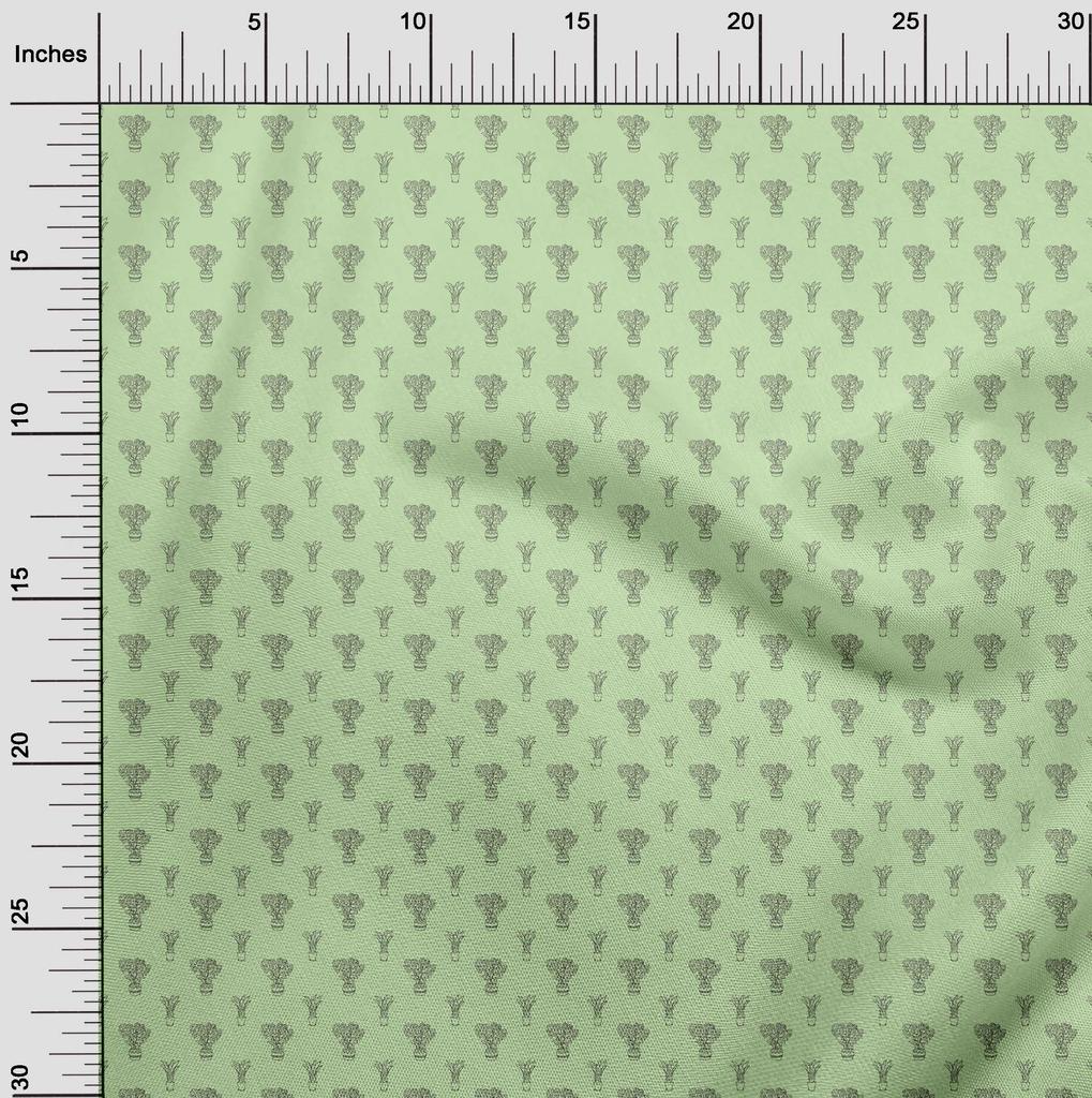 oneOone Cotton Flex Light Green Fabric House Plants Diy Clothing Quilting Fabric Print Fabric By Yard 40 Inch
