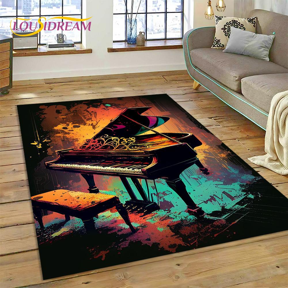 Dywan 3D z kreskówkowym instrumentem muzycznym w kształcie klawiszy pianina do domu, salonu, sypialni, pod sofę, wycieraczka, dekoracja, dywanik dla dzieci, mata podłogowa antypoślizgowa