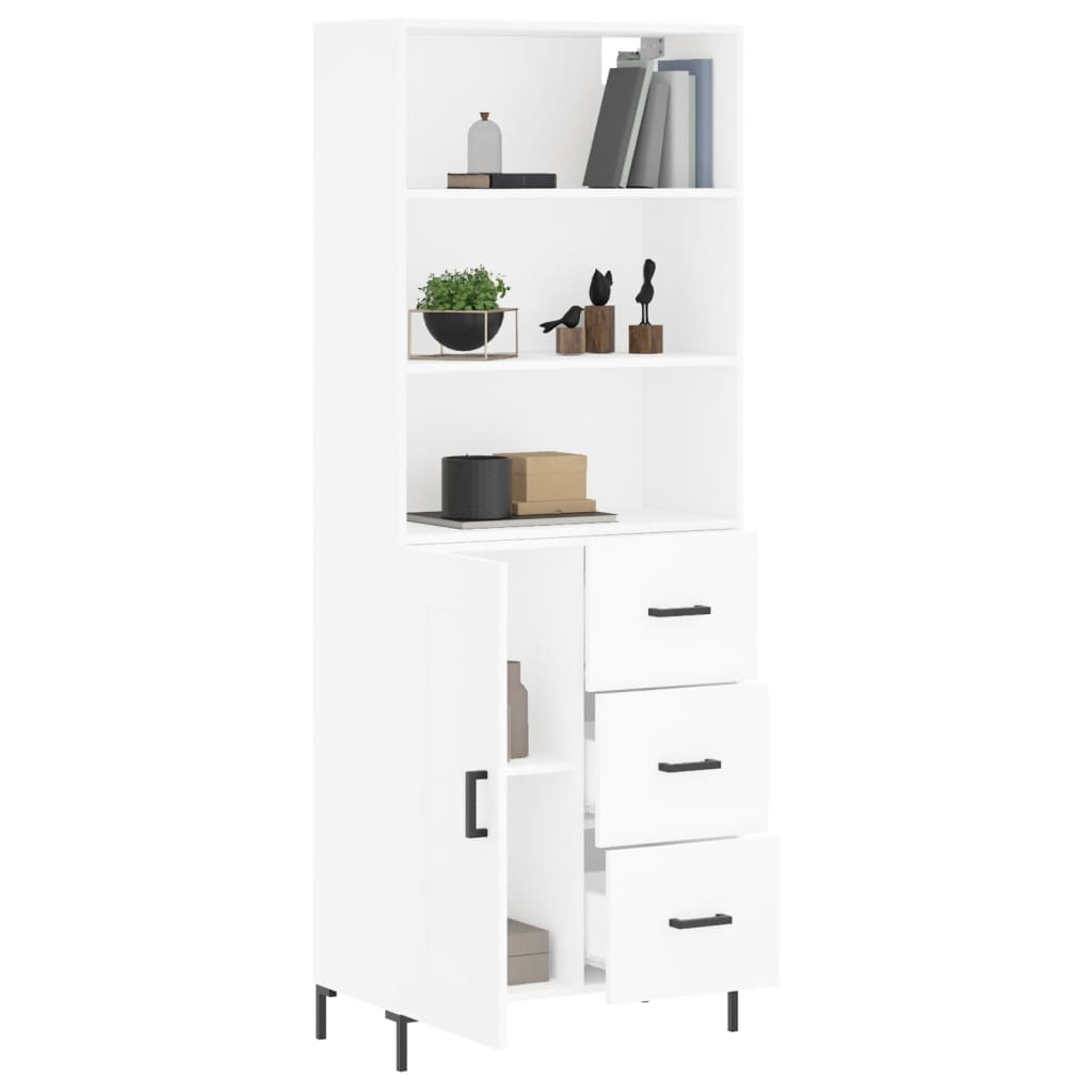 Vidaxl Display Cabinet, White, 69.5X34X180 Cm, Wood-Based Material