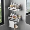 Badezimmerregal ohne Bohren, Wandmontage, Shampooflasche, Dusch-Eckregal, Toiletten-Aufbewahrungsregal, Aluminium, Badezimmer-/Küchenzubehör