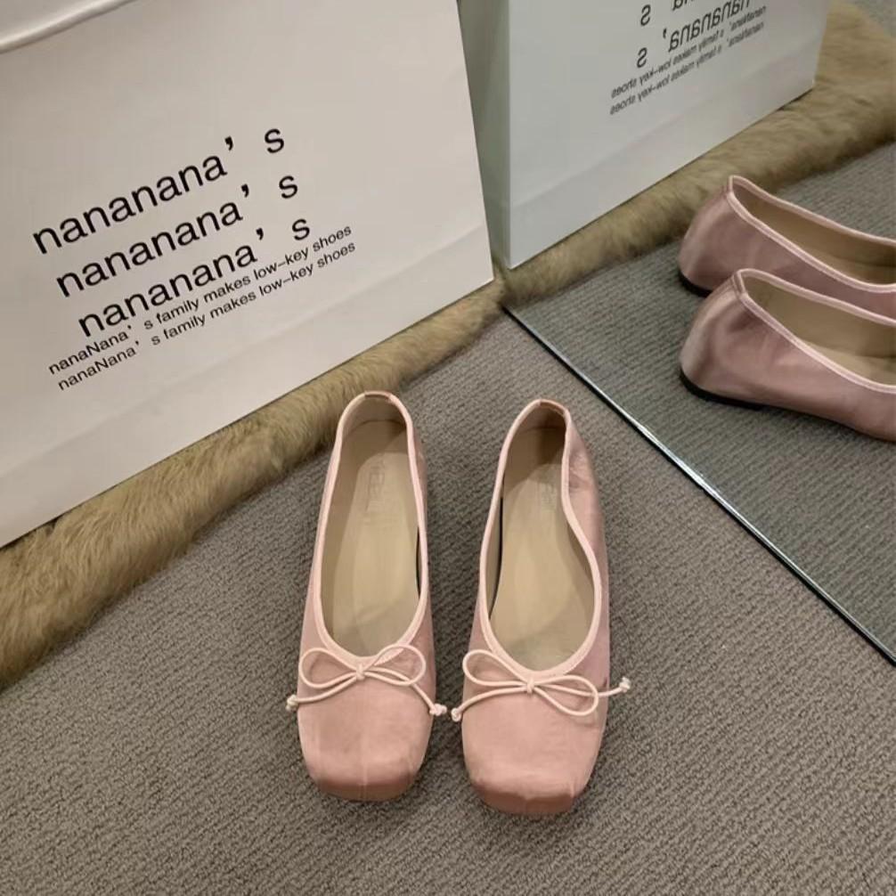 2025 New Autumn and Winter Satin Bow Inner Height Increase Flat Bottom Women Commuting Work Late Evening Doudou Pregnant Women Single Shoes