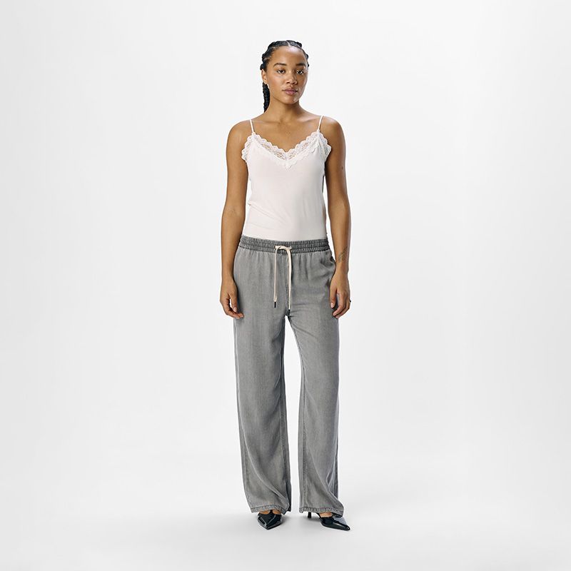 Pantalon toile large gris Femme OBJECT