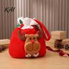 Drawstring Candy Pouches Christmas Flannel Bags, Fruit Cookie Packing Bag, Cute Holiday Goodie Bags Snowman/Santa/Elk Gift Wrap Bag for Presents,