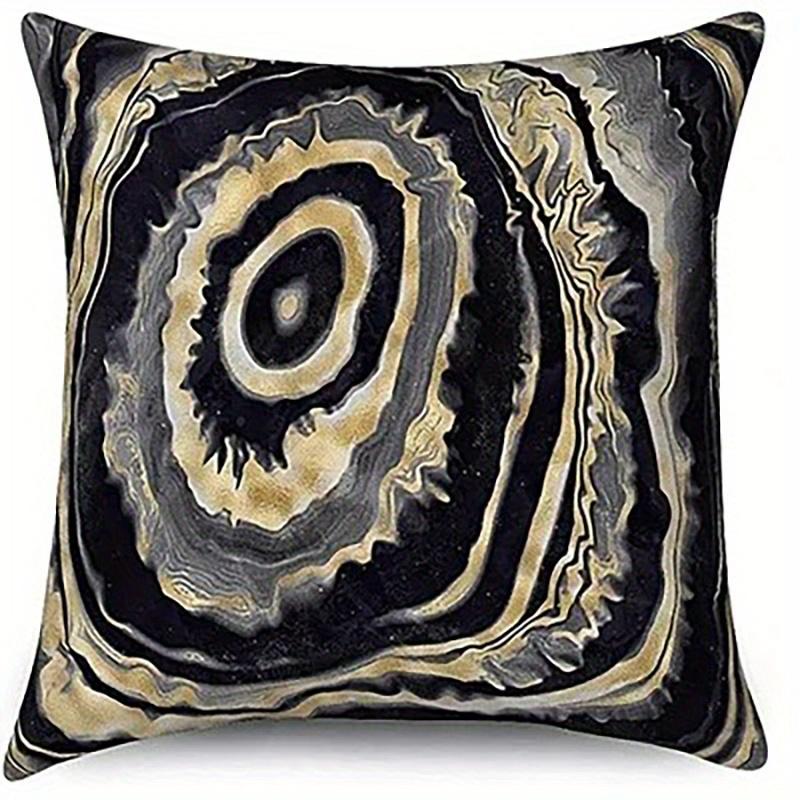 Home Decor Stylish Black & Gold Marbled Pillow Covers Pattern Cushion Cover Suitable For Sofa Bedroom Car Pillow Cover