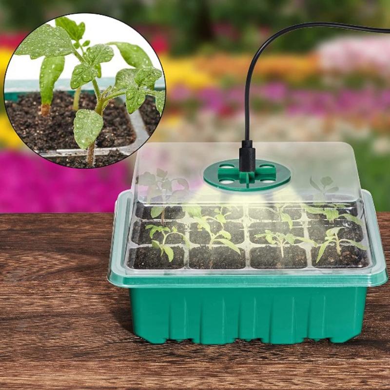 4/5/6 Pack Full Spectrum LED Grow Light with Seedling Tray Plant Seed Starter Trays Greenhouse Growing Lamp Hole 12 Cell Per Tray