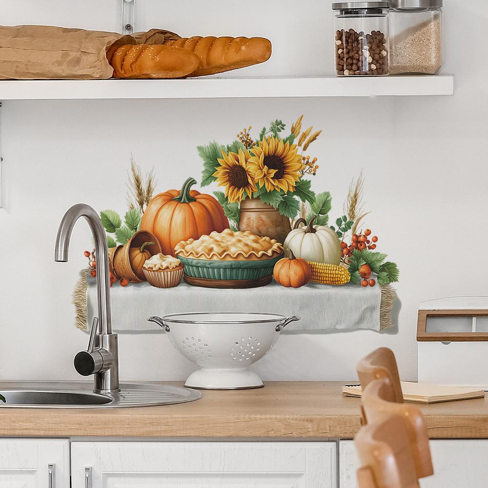 Country-style Pumpkin Sunflower Kitchen Dining Room Home Decoration Wall Stickers