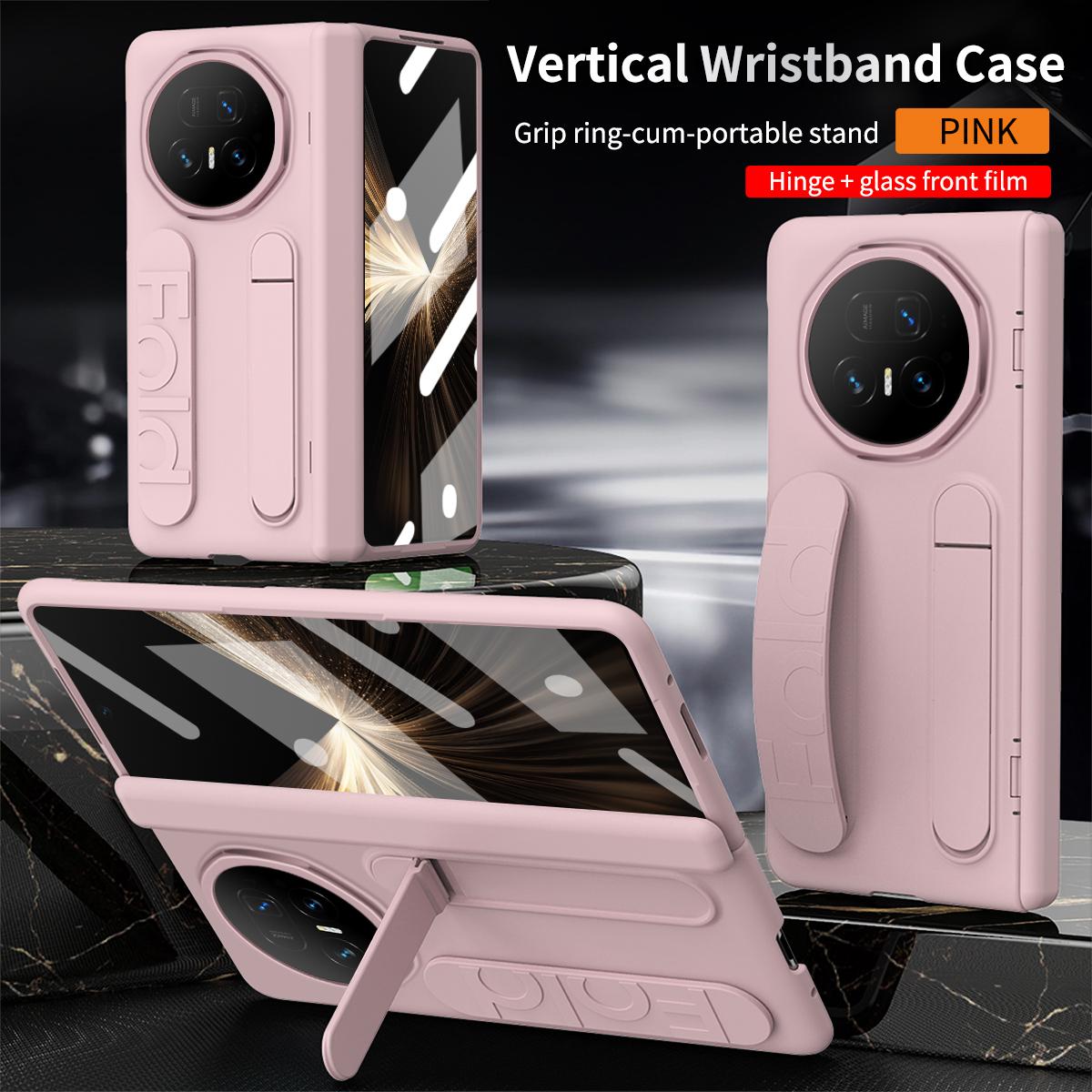 

Multifunctional Kicktand Wrist Strap Folding Tempered Glass Protective Film Case For Honor Magic V5 V3 and Vs3 Case Cover HONOR Magic V5 рожевий