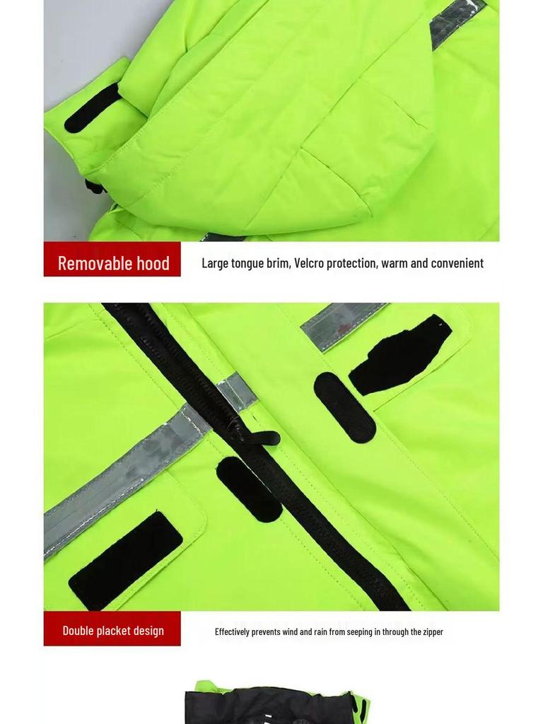 Winter Reflektierende Warme Verkehrsrettungsjacke - Dick, Kältefest, Baumwollgefüttert