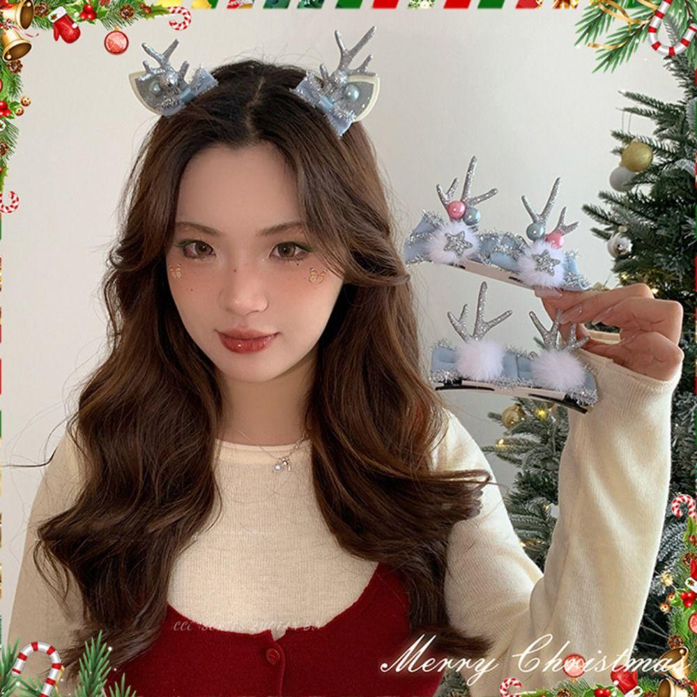 Schleife Kinder Hirschgeweih Haarspange Frohe Weihnachten Deko Weihnachtsmütze Stirnband Mädchen