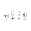 Geometric Horse Eye Flower Zircon Temperament Stacking Four-Piece Set Earrings Stud Earrings Pendant 4-Piece Set Earrings Set