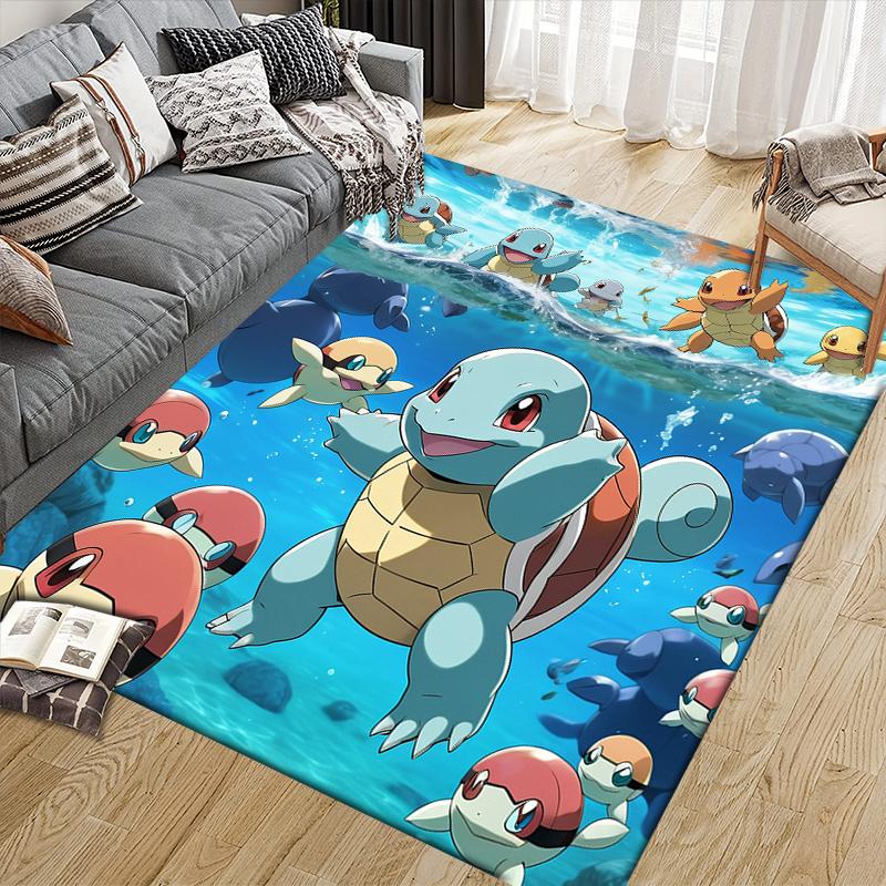 Cute Pokemon Square Area Rug, Non-Slip Floor Mat for Home Decor, Perfect Gift for Anime Fans