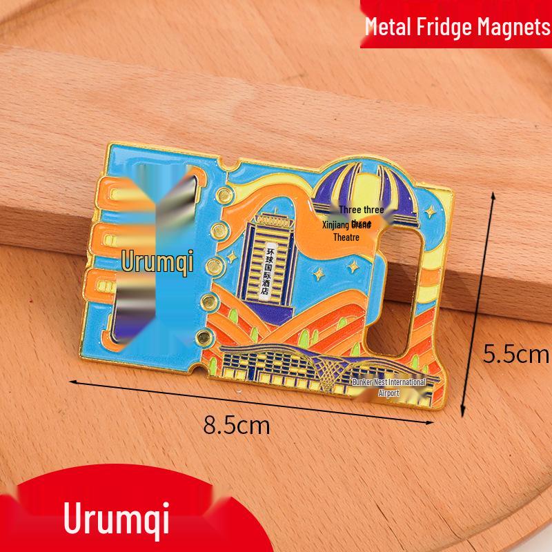 Chifeng City Cultural Metal Bottle Opener Magnet - Customizable Tourist Souvenir 2025