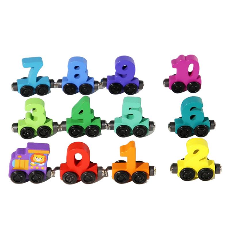 1 Set Wooden Magnetic Number Train Toys Montessori Educational Toy Train Kit Early Cognition Learning Teaching Sets For Toddlers