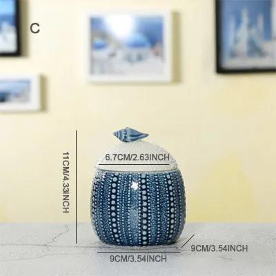 

Mediterranean ceramic storage tank cosmetic storage box kitchen sealed storage tank snack tank home decoration ornaments gift