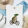 Frog Bike Shirt Animals Outdoors Gift Women Retro Tee Toad Bike T-Shirt Wildlife Fan Vintage Tshirt Adventure Graphic Sketch Plant Tshirt