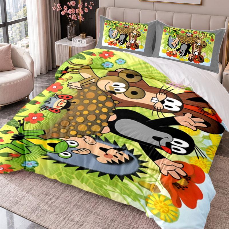 Krtek 3Pcs Bedding Set Duvet Cover With Two Pillowcases For Bedroom Home Decoration
