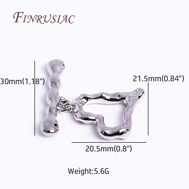 18K Real Gold Plated Geometry Heart OT Clasp For Bracelet Necklace Components,Dainty Brass Toggle Clasp DIY Accessory Wholesale