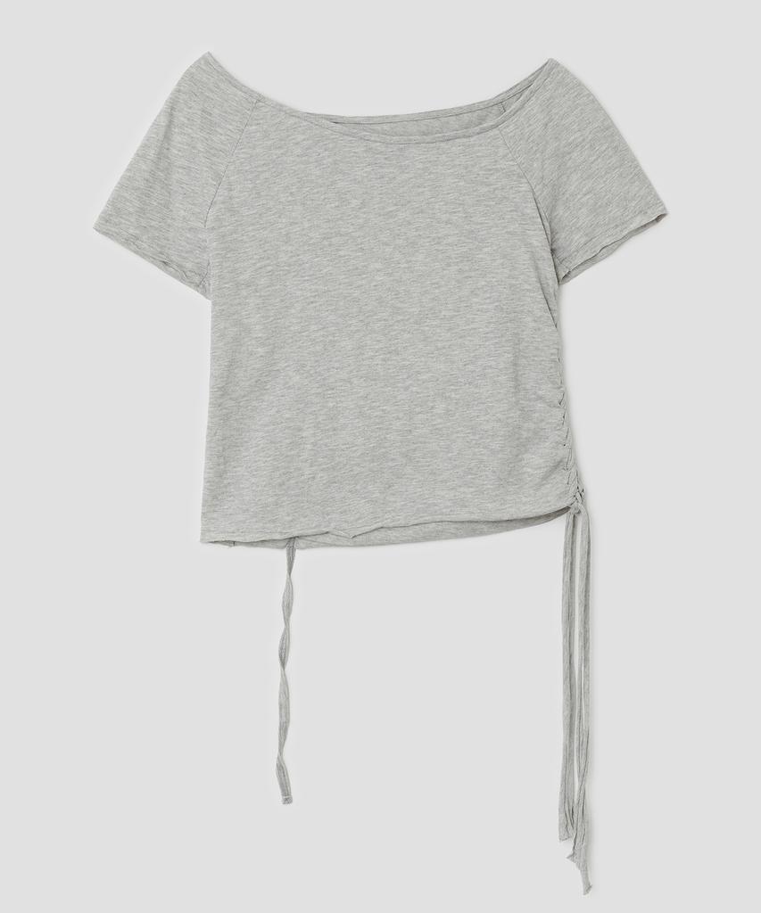 Taibseobiseu Braided Strap Side Button Top [Gray]