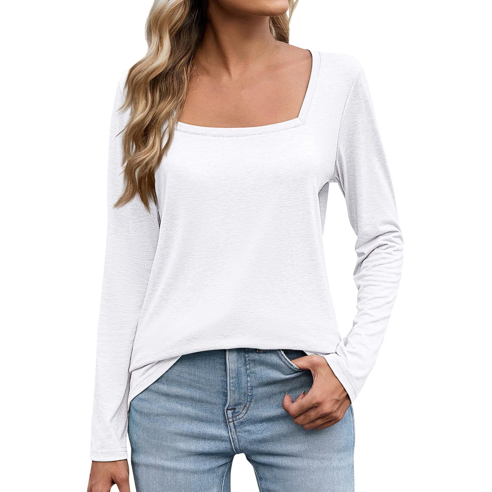 

Женские базовые футболки с длинными рукавами и изогнутым подолом, летние топы, облегающие футболки, одежда S белый