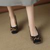 Krazing Pot Horsehair Summer Spring Autumn Med Heels Slip On Women Butterfly-knot European Design Square Toe Shallow Pumps