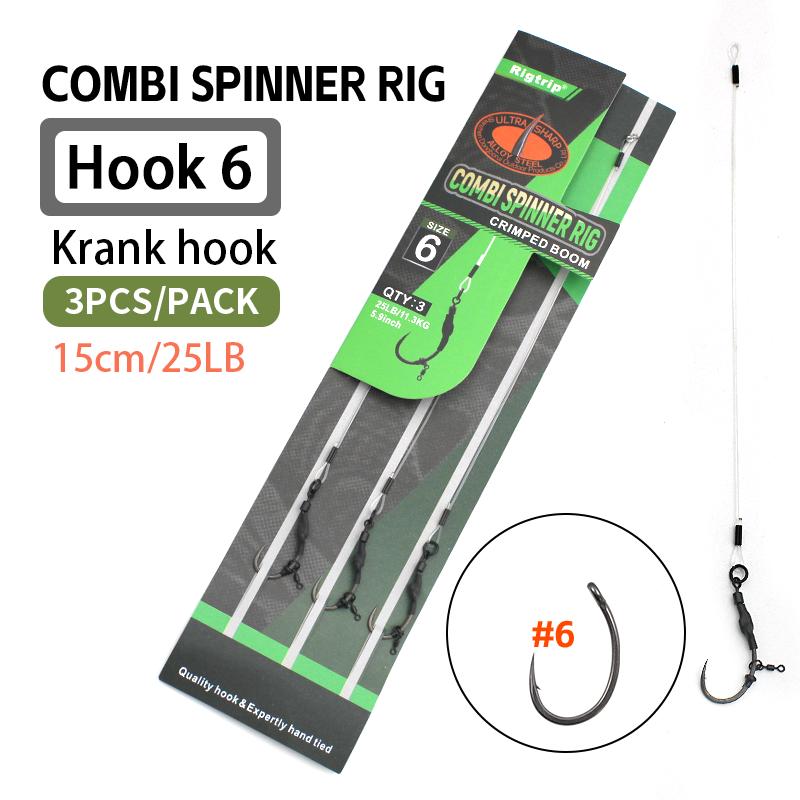 

3 шт./упак. Аксессуары для карповой рыбалки Готовый комбинированный спиннер-риг Крючок Krank Размер 2 4 6 С отводами Вертлюг QC Для карповой рыбалки Оснастка