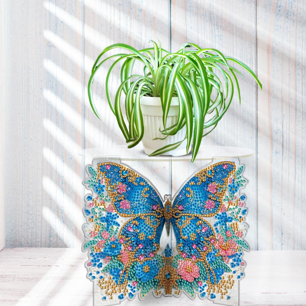 Acrylic Butterfly Flower Diamond Painting Plant Stand Diamond Art Potted Plant Holder Potted Plant Holder Rack for DIY Art Craft