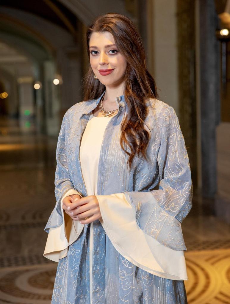 AB318 Ruffled Sleeve Evening Abaya Dress for Muslim Women