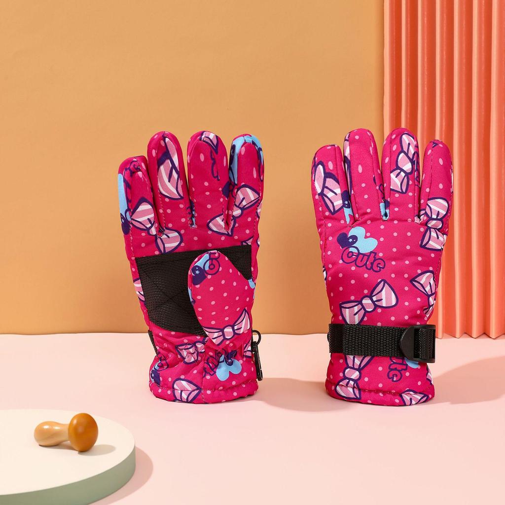 Children's Printed Electric Bike Gloves: Warm, Waterproof, Windproof Ski & Outdoor Cycling Gloves
