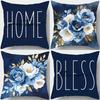4pcs Cute Kitten & Duckling Pillow Covers 45x45cm Animal Friends Floral Background Cushion Cases for Sofa Bed Decor Zipper