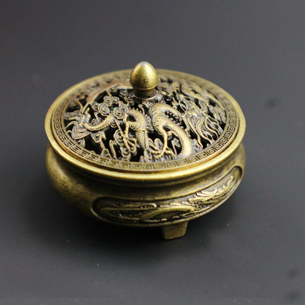 

Antique Three-legged Dragon Incense Tray Zinc Zinc Alloy Desktop Incense Holder Office