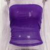Summer 2022 Solid Color Sleeveless Mesh See-Through Crop Top Vest - Women's Casual European American Style