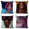 1Pc Elegant Black Girl Art Pillow Cover 2D Double-Sided Polyester Decor African Melanin Cushion Cover For Home Sofa Bedroom Gift