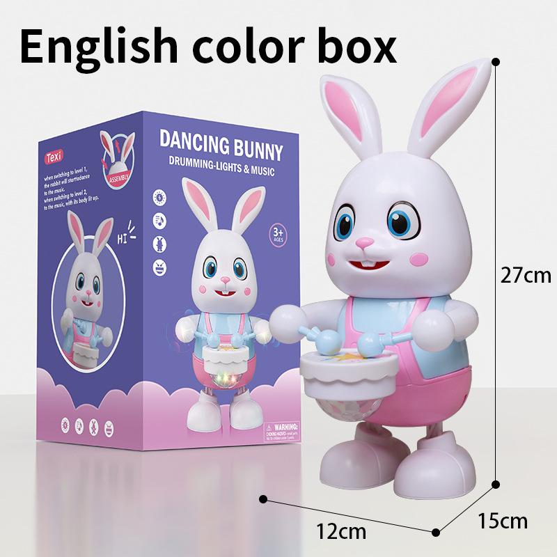 

Поющий и танцующий кролик-малыш, обучающий танцующему барабану, кролику, электрическая кукла белый