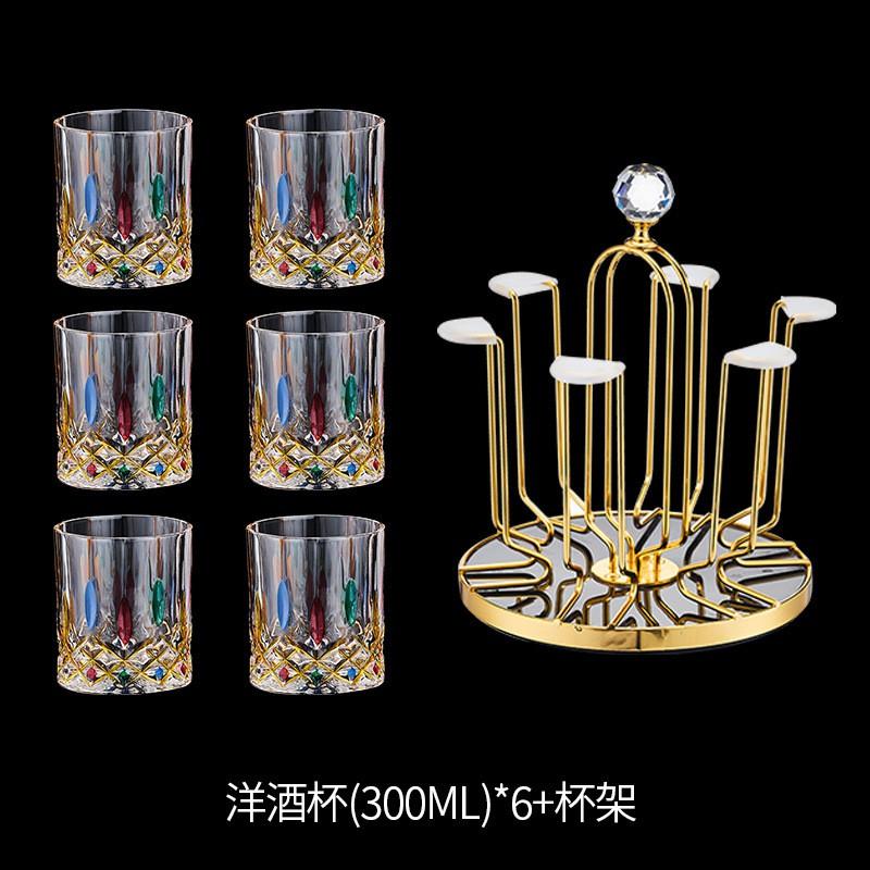 Premium Crystal Glass Whiskey Tumbler Set With Gold Trim Brandy Spirits Glasses 6-Piece Or 2-Piece Decanter