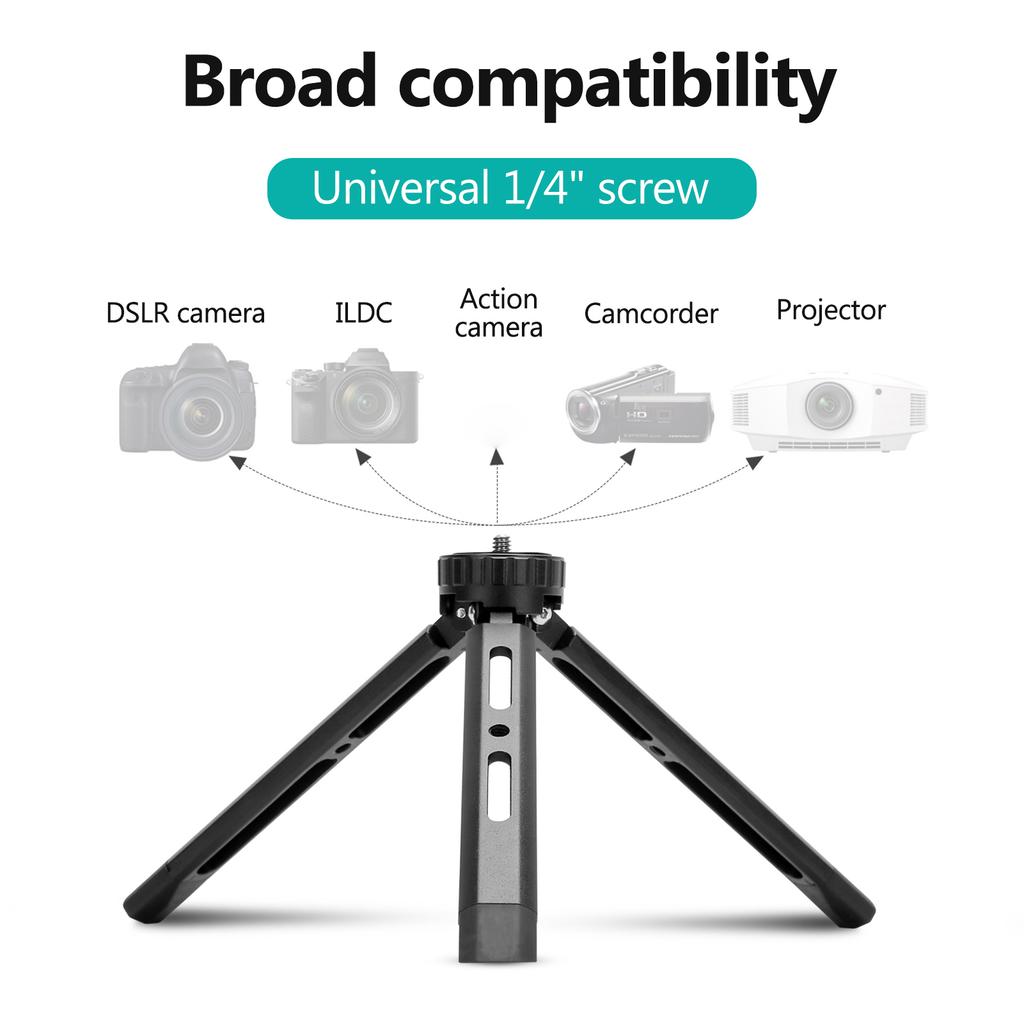Mini Metal Tripod Aluminum Alloy Desktop Stand Tripod with 1 4 inch Screw for DSLR ILDC Camera Camcorder Projector