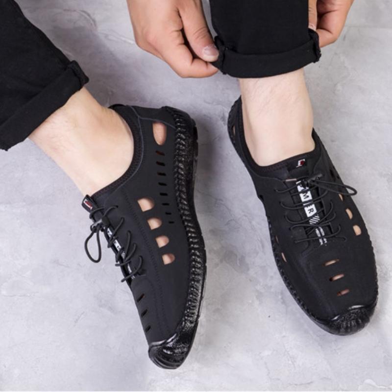 Zomer nieuwe uitgeholde ademende leren schoenen lage vrijetijdsschoenen alles met zachte zolen