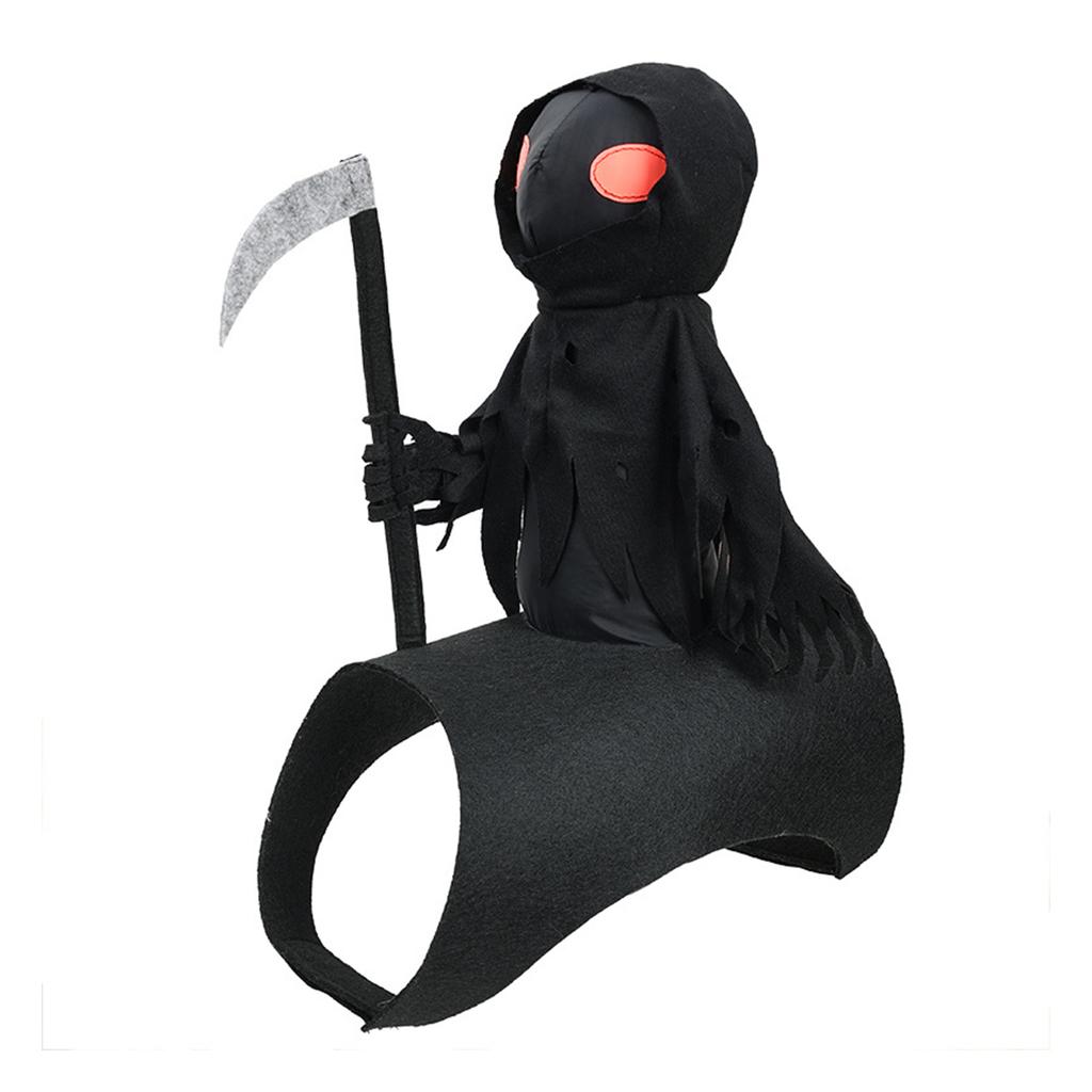 Halloween Dog Rider Costume Grim Reaper Dark Outfit Adjustable Chest Strap Accessory for Small Medium Large Pets