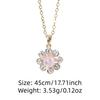 Stainless Steel Pink Imitation Pearls Flower Pendant Necklace with Zirconia for Women