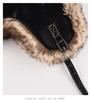Men's Winter Leather Lei Feng Hat with Thick Plush, Ear Protection, and Big Head Fit for Cold Weather Cycling.