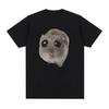 Funny Sad Hamster Meme Cry BiG Eye Cute Mouse  T Shirt Men Women Casual Short Sleeve T-shirts Tops 100% Cotton Oversized T-shirt