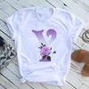 New English Name Rose Monogram Printed Tshirt Flower Short Sleeve Top Tshirt Women Clothing Graphic T Shirts Tops Aesthetic